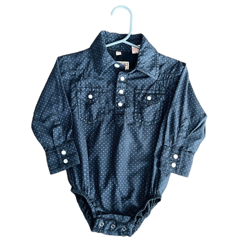 Rafter C Navy Pearl Snap Onesie